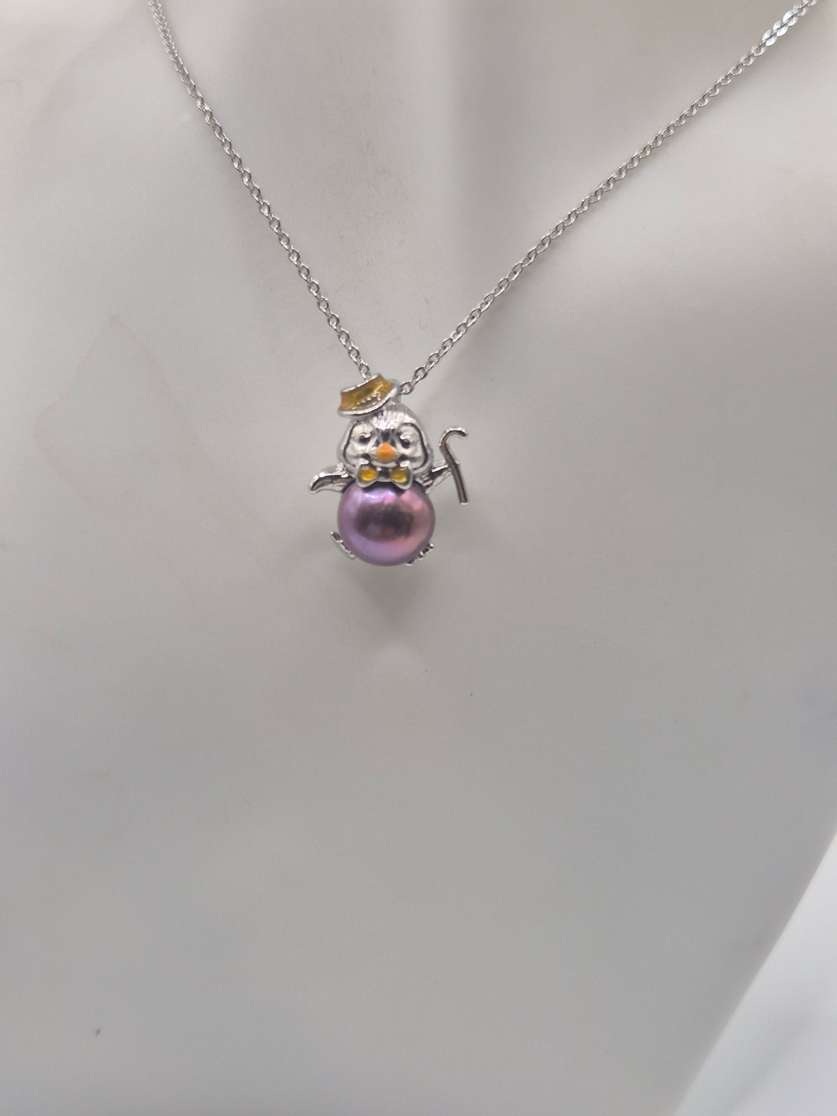 Elegant Penguin Pearl Pendant