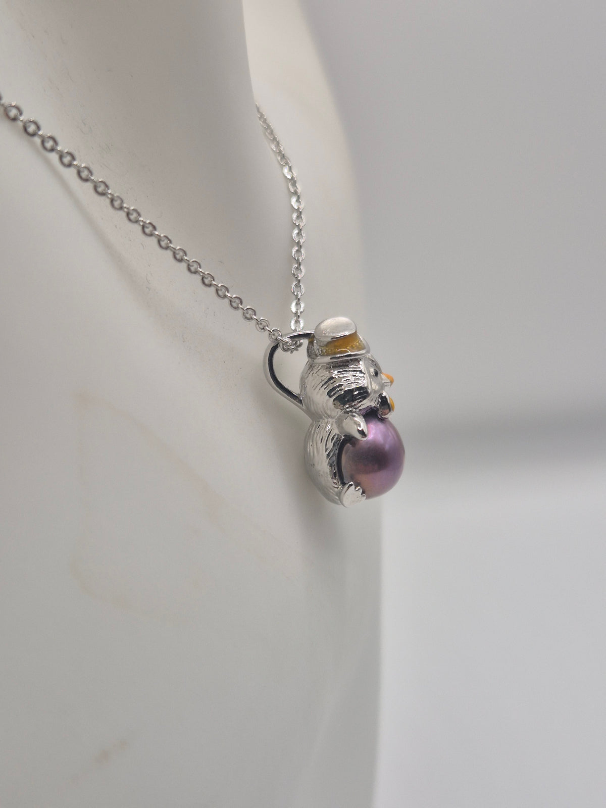 Elegant Penguin Pearl Pendant