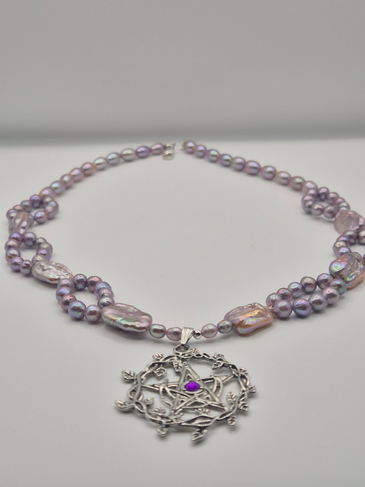 Purple Pearl Pentagram Pendant Necklace
