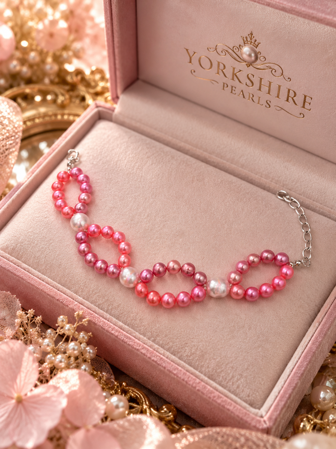 Pink Ribbon Pearl Bracelet