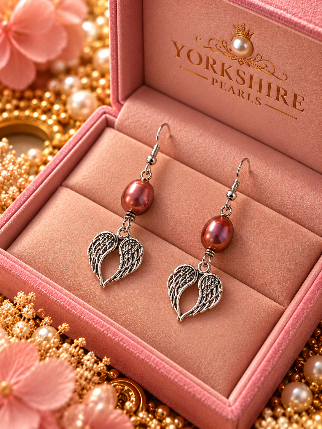 Angelic Red Pearl Drop Earrinhs