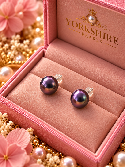 Large Button Pearl Stud Earrings
