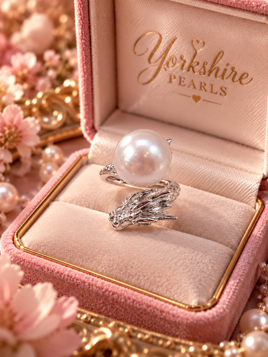 Sterling Silver Dragon Ring with XL Edison Pearl