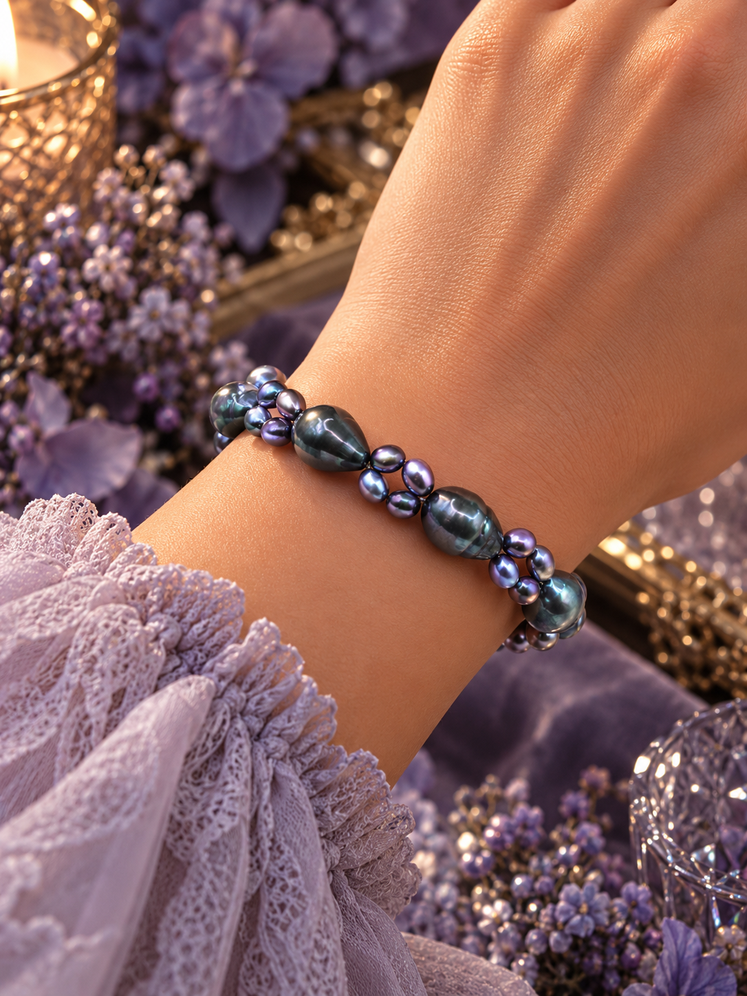 Baroque Peacock Pearl Bracelet