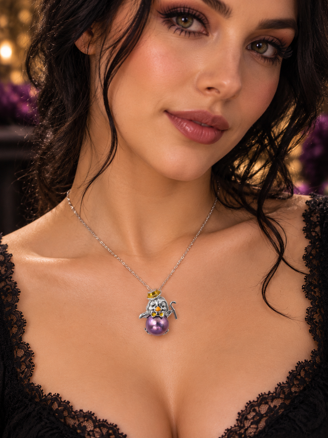 Elegant Penguin Pearl Pendant