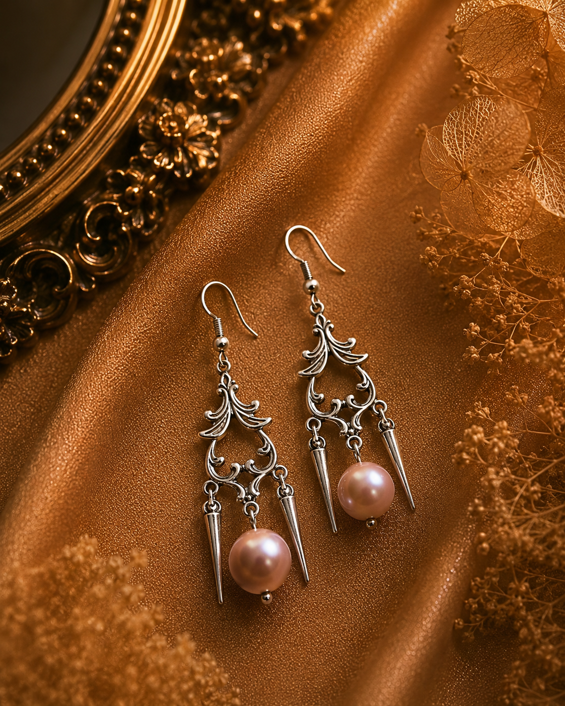 Vintage Spike & Edison Pearl Drop Earrings