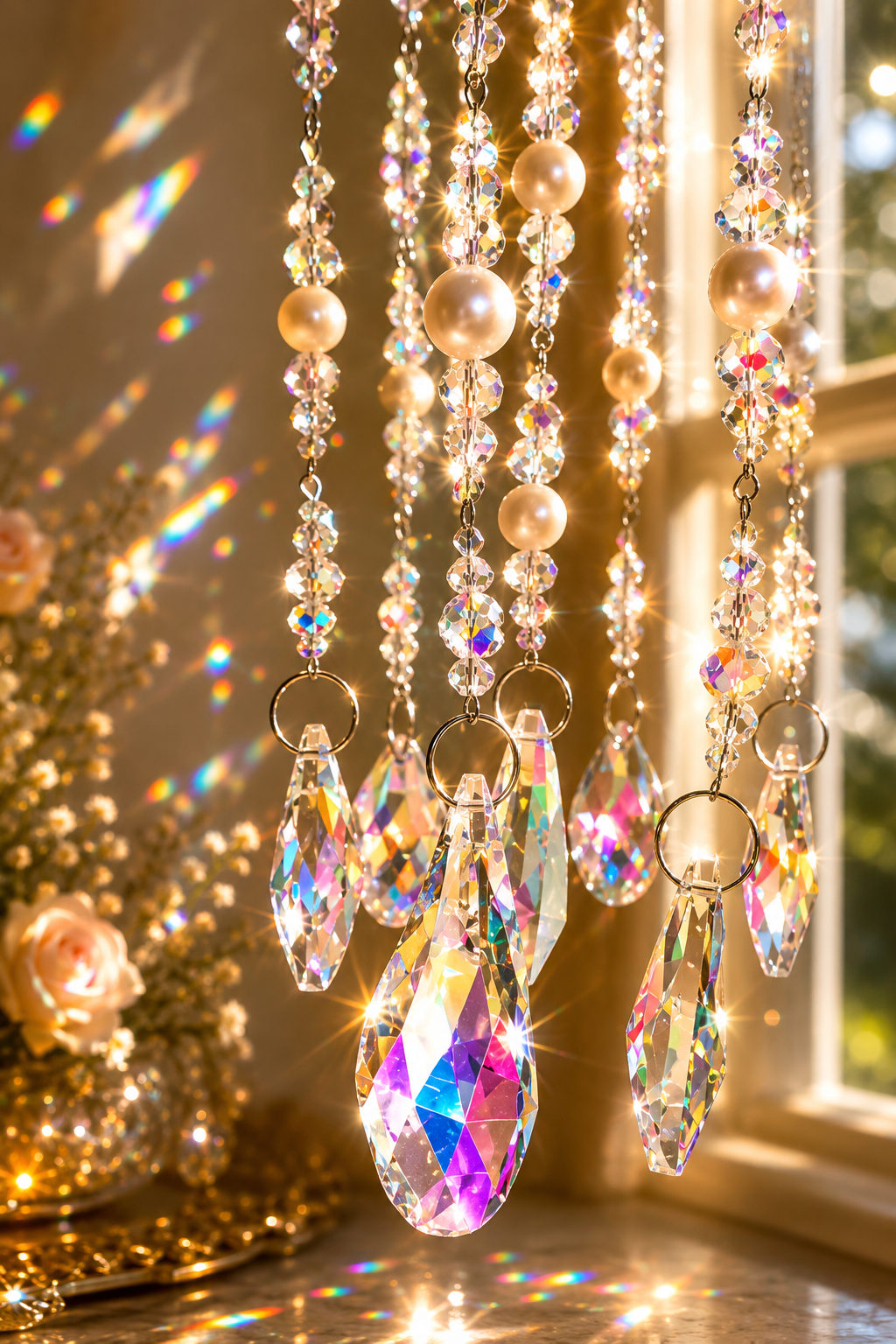 Prismatic Pearl Chandelier Suncatcher