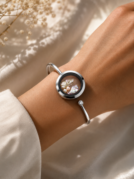 Bangle Locket with Mini & Keshi Pearls