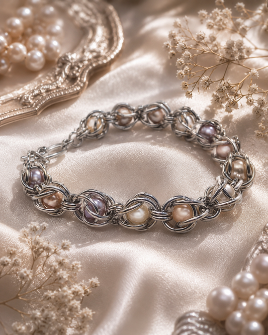 Pearl Encased Chainmaille Bracelet