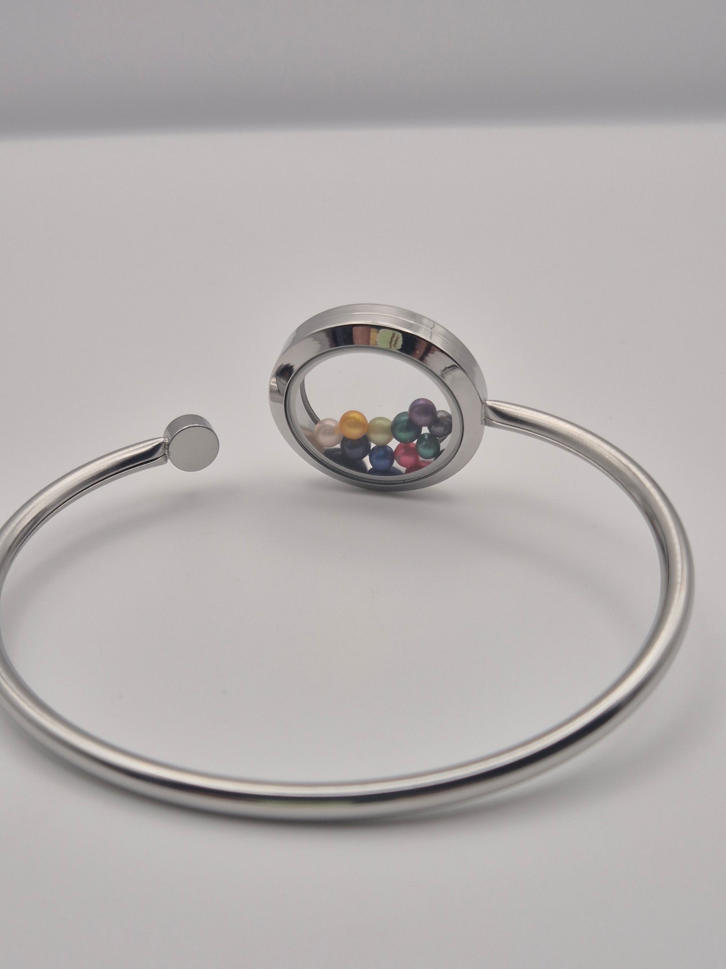 Bangle Locket with Mini Rainbow Pearls