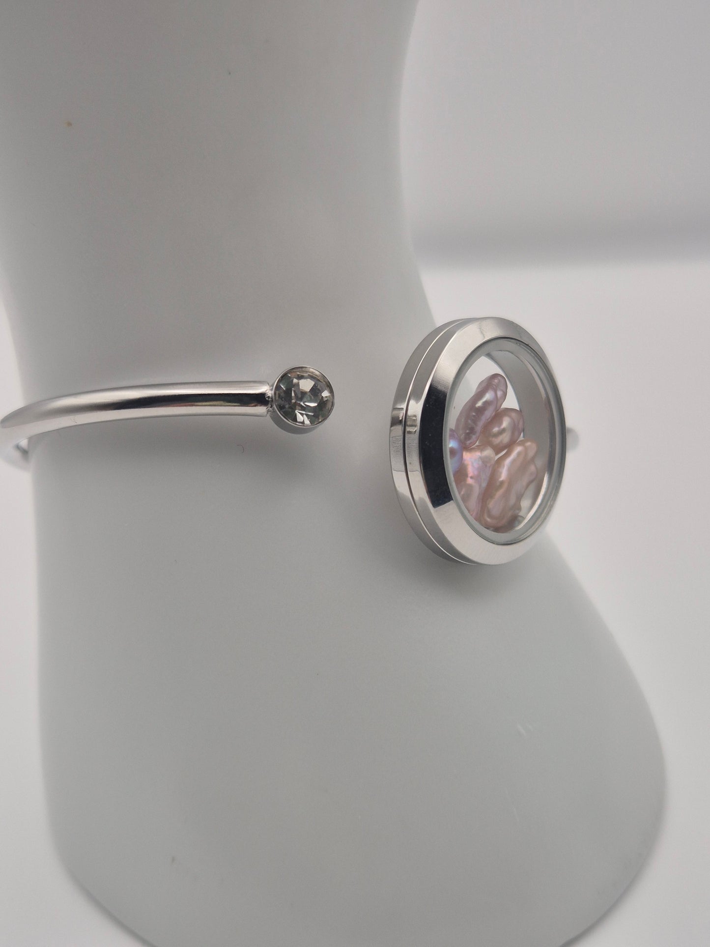 Bangle Locket with Keshi Pearls