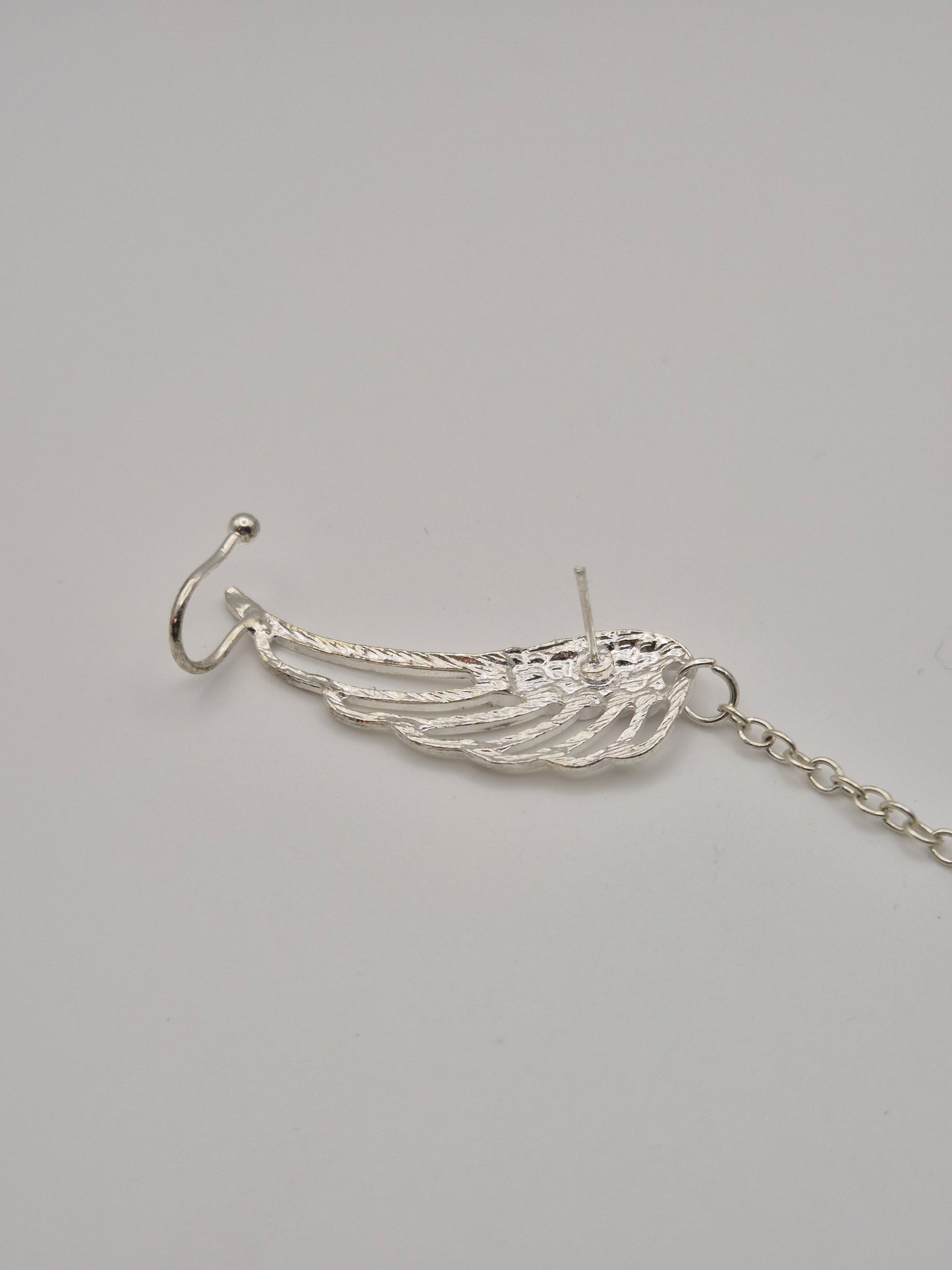 Angel Wing Teardrop Pearl Ear Stud & Cuff — No Second Piercing Needed