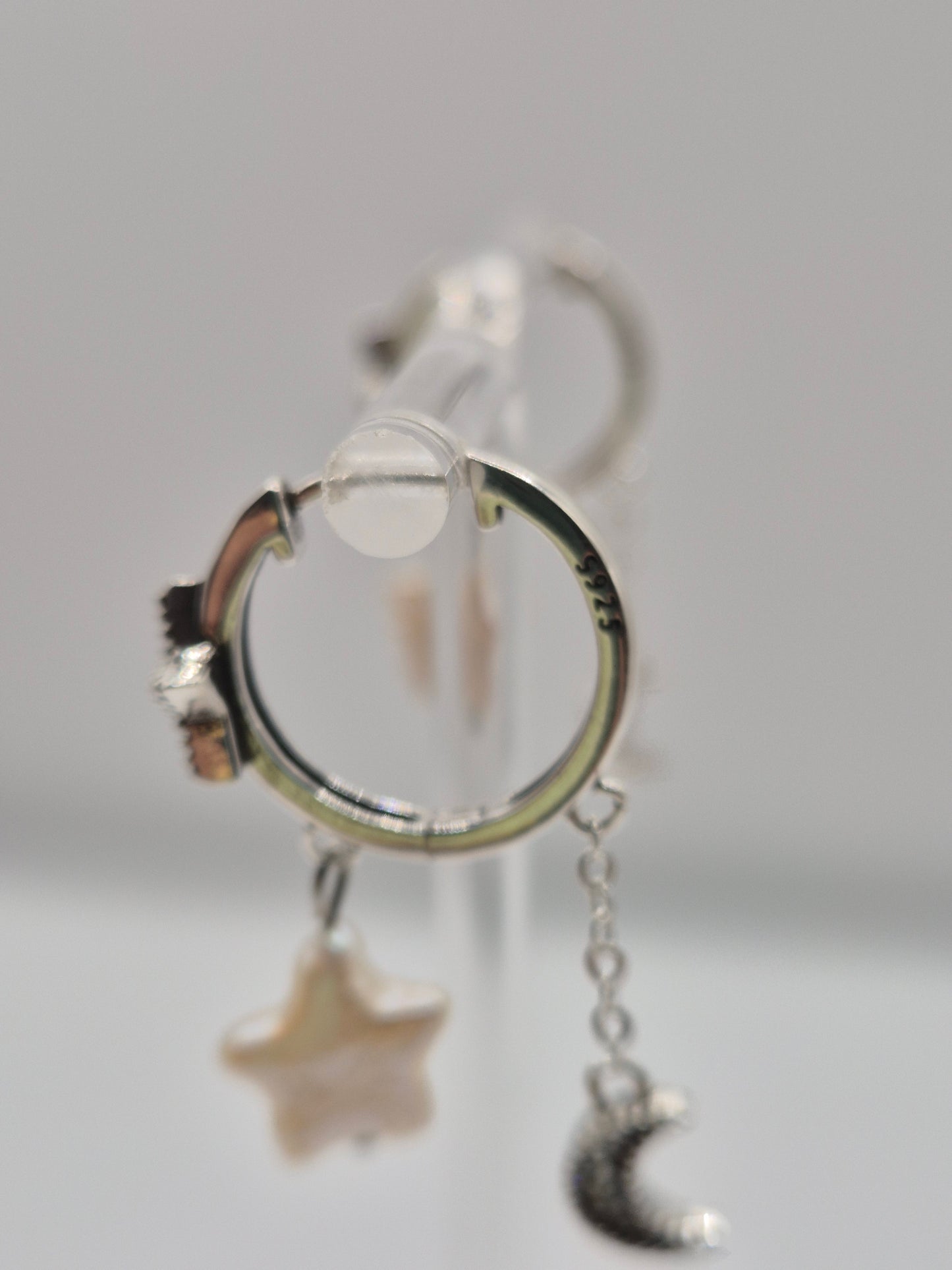 Star & Moon Pearl Hoops — Genuine Star Pearl Sterling Silver