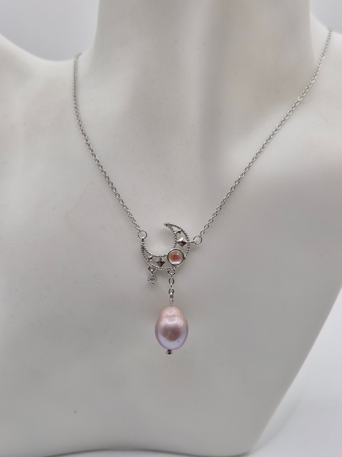 Lunar Whisper Pearl Earring & Necklace Set
