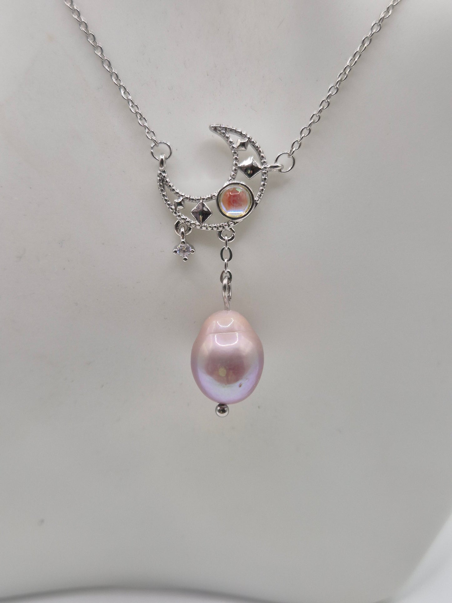 Lunar Whisper Pearl Earring & Necklace Set