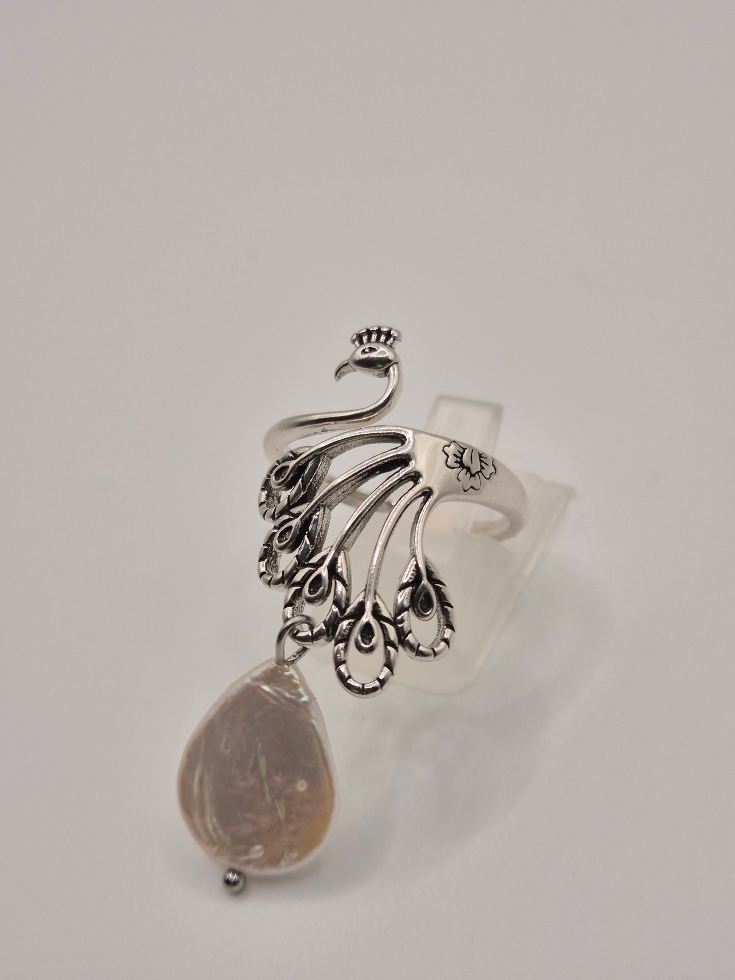 Pearl Peacock Vintage Plume Ring