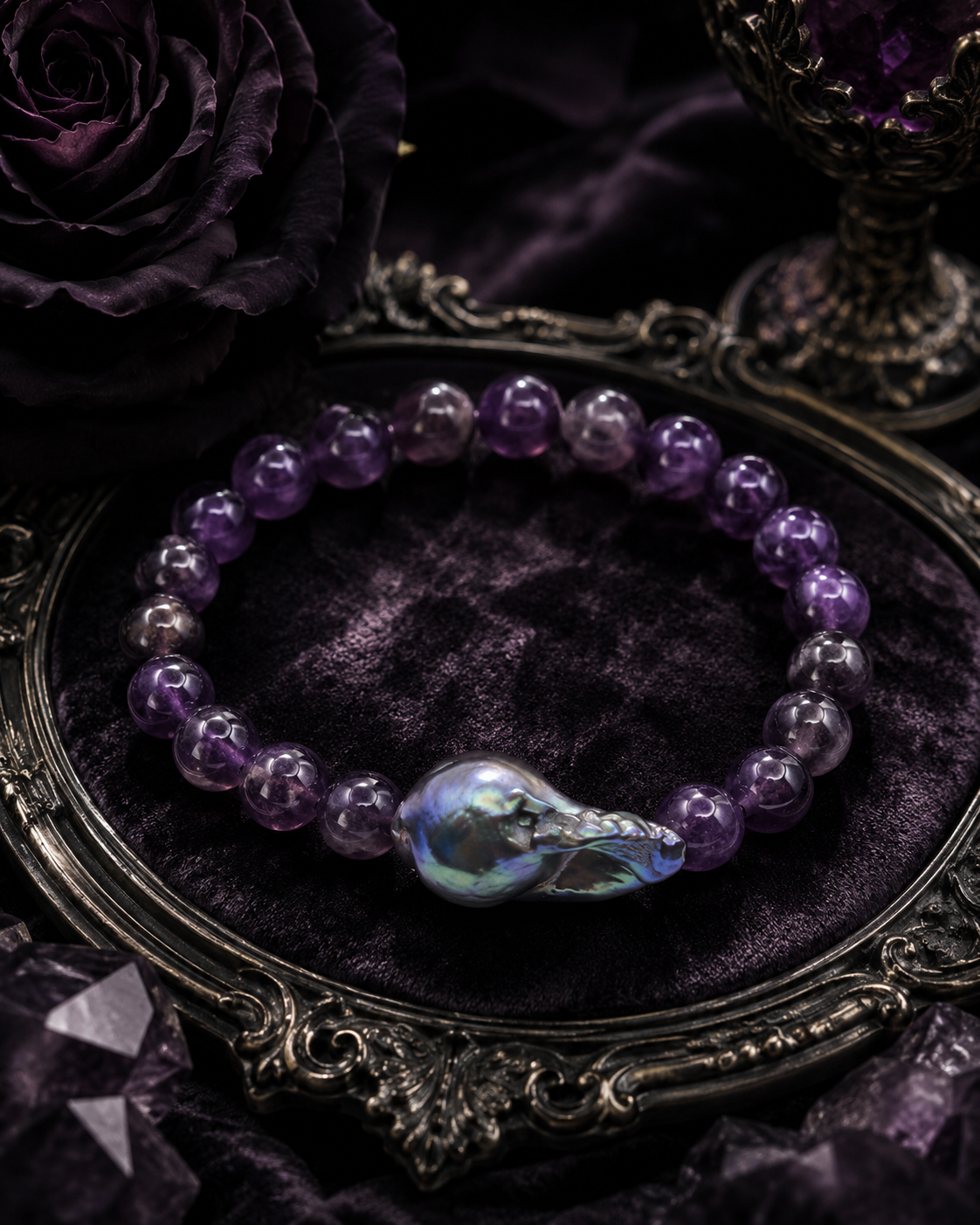 Moonshadow Amethyst & Pearl Bracelet