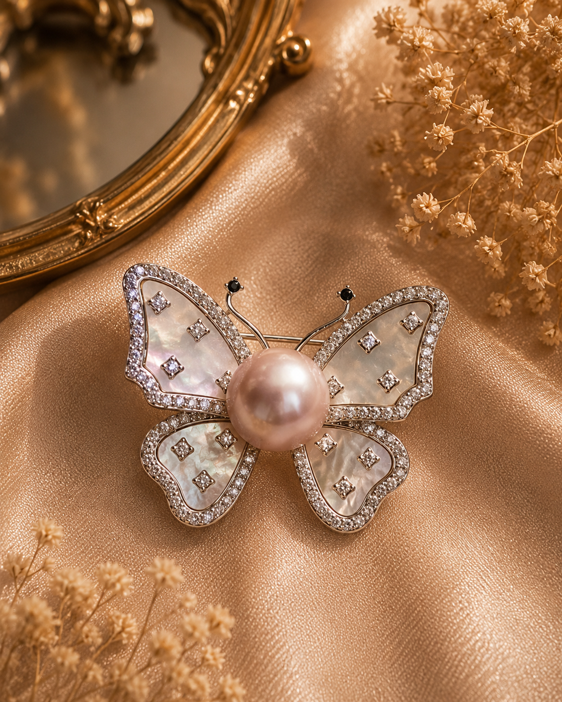 Edison Pearl Butterfly Brooch & Pendant