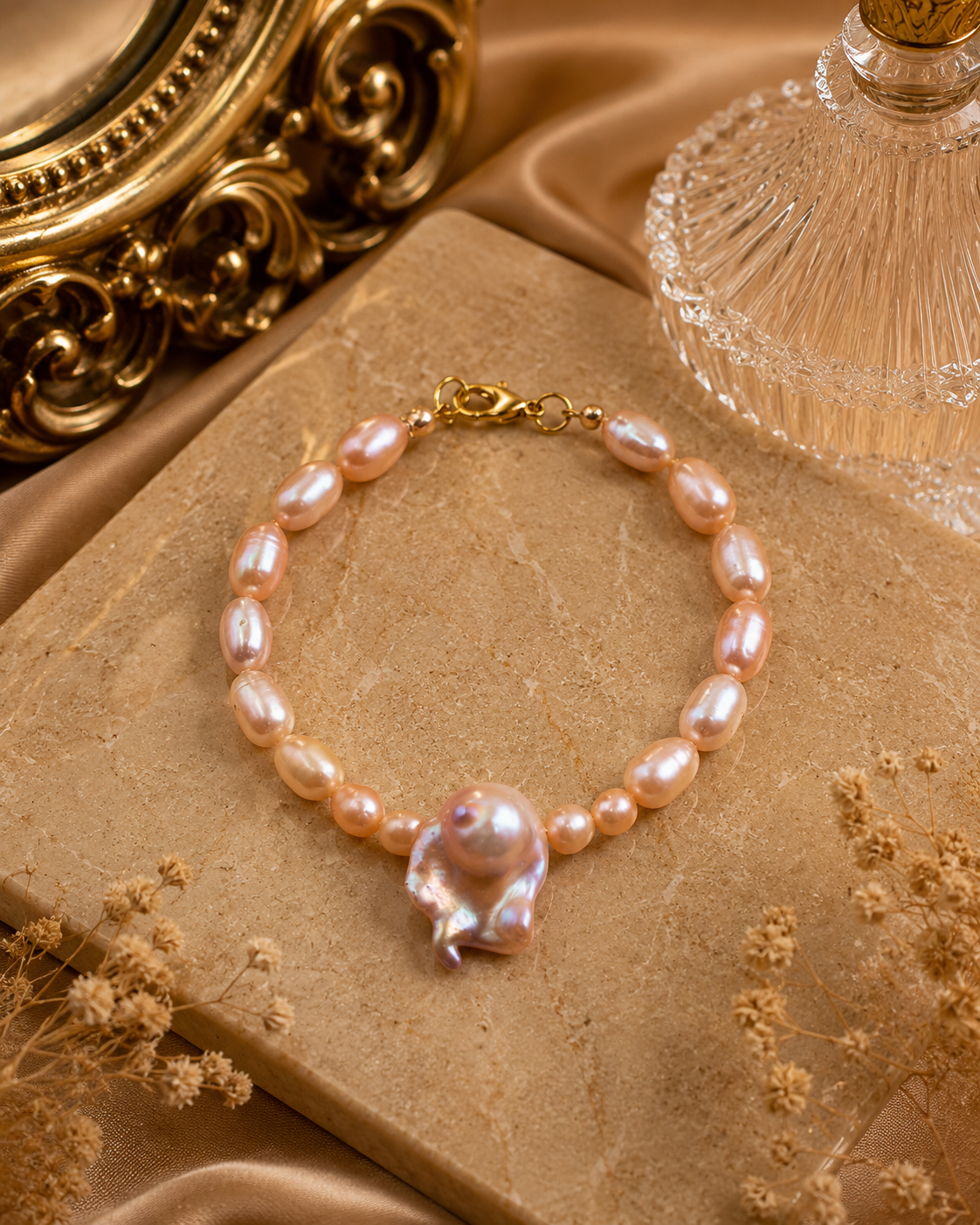 Multiple Pearl Bracelet With Centre Baroque Pearl