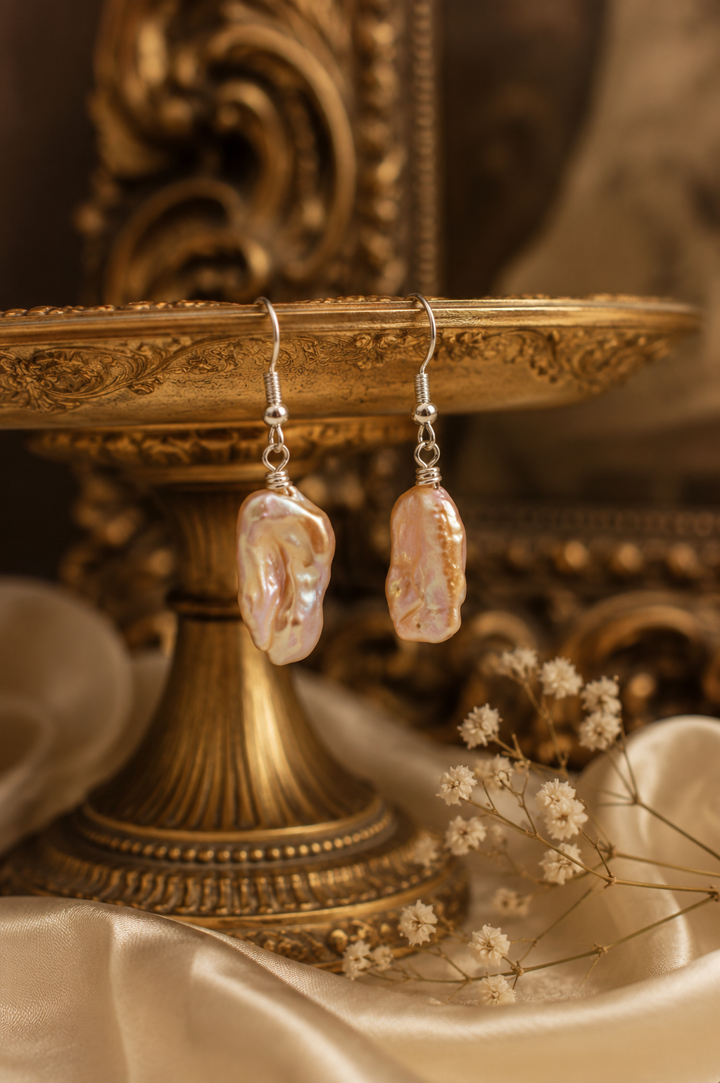 Simple Square Pearl Drop Earrings