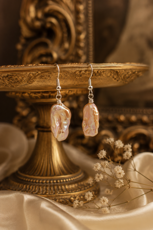 Simple Square Pearl Drop Earrings