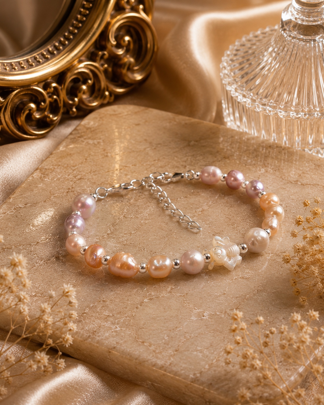 Multiple Pearl Bee Charm Bracelet