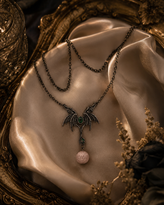 Dragon Wing Necklace — Carved Dragon Scale Edison Pearl