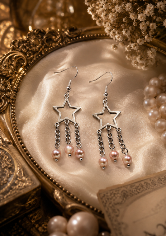 Mini Pearls Star Drop Earrings