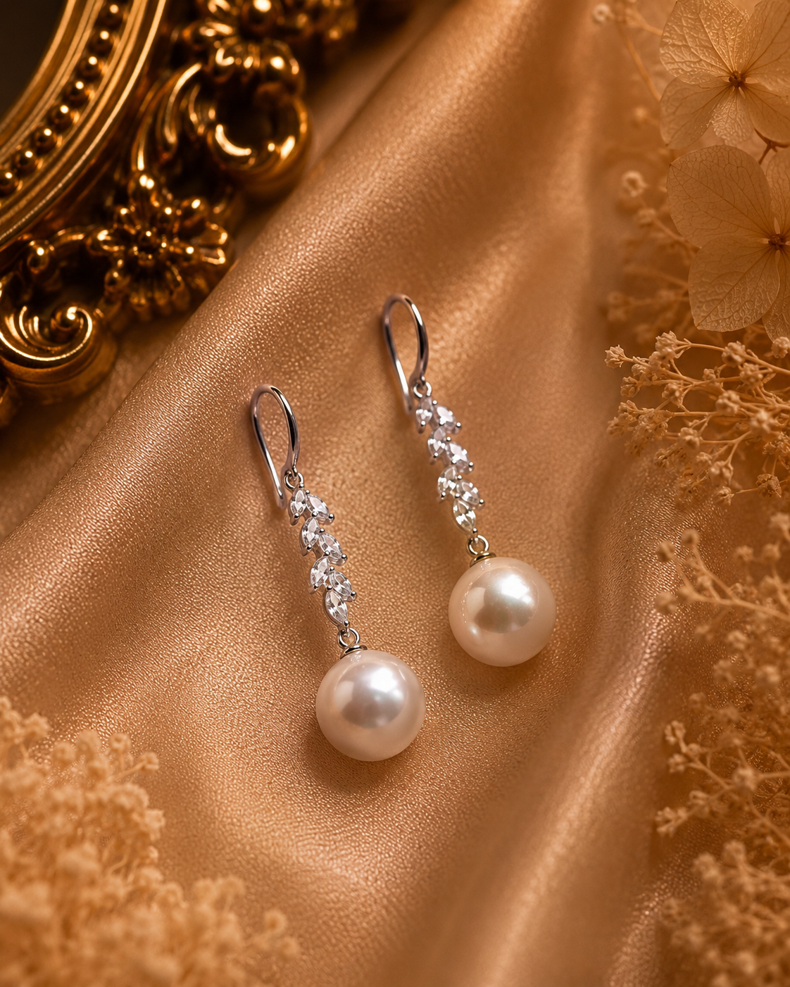 XL Edison Pearl Drop Earrings - Sterling Silver