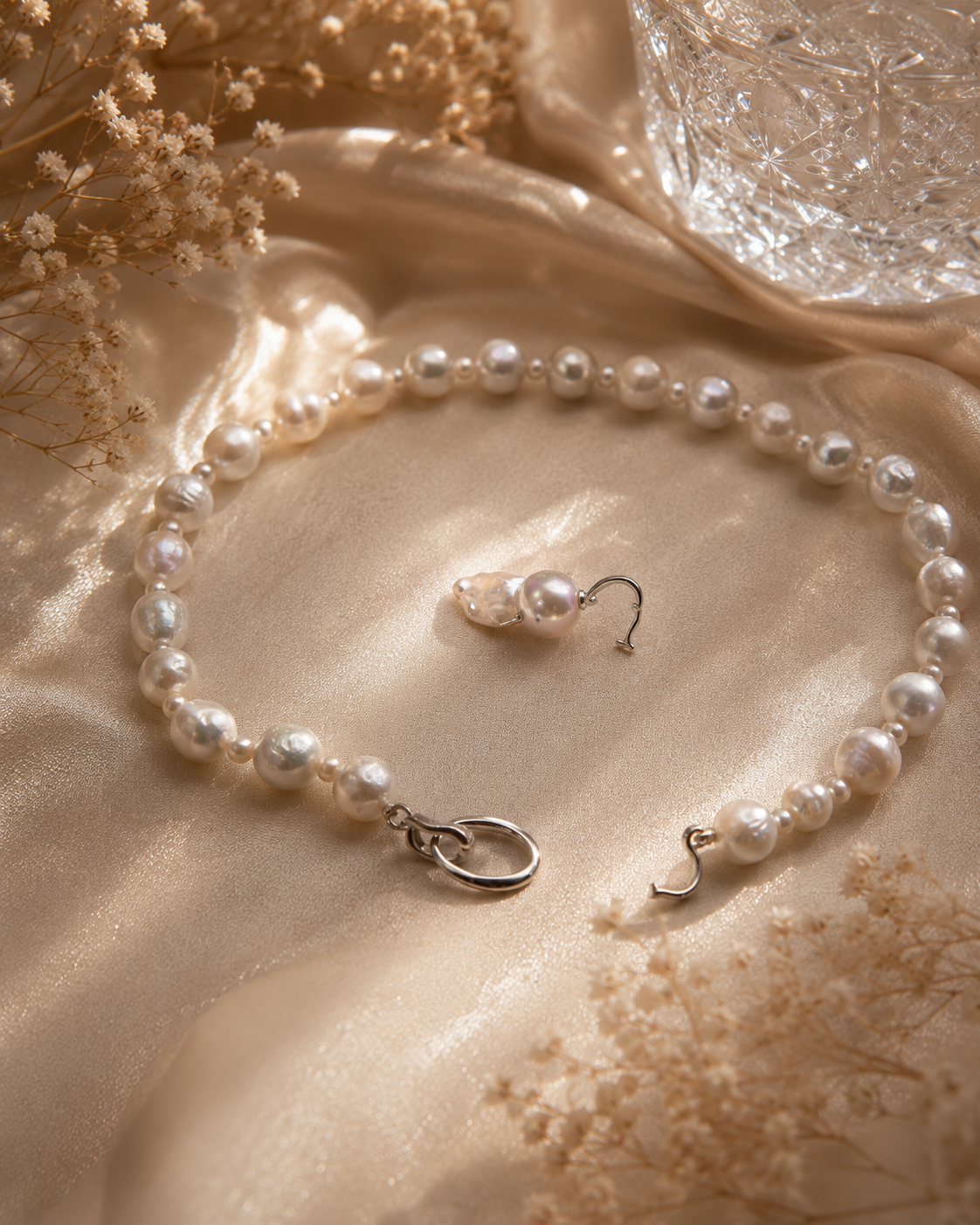 Multiple Wear Full String Pearl Choker With Detachable King Pearl Pendant