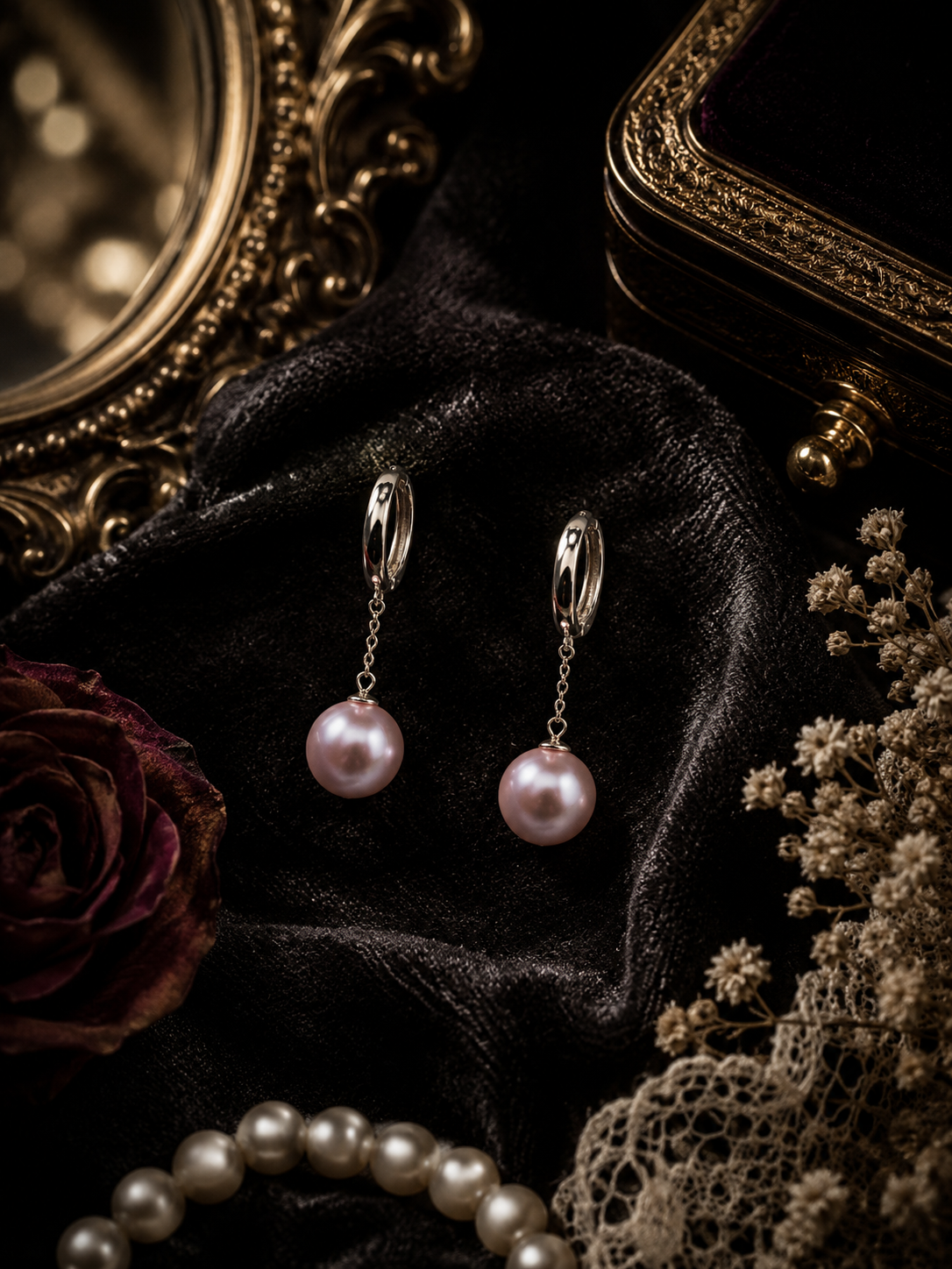 Elegant Edison Pearl Earrings - Sterling Silver Dangle Hoops