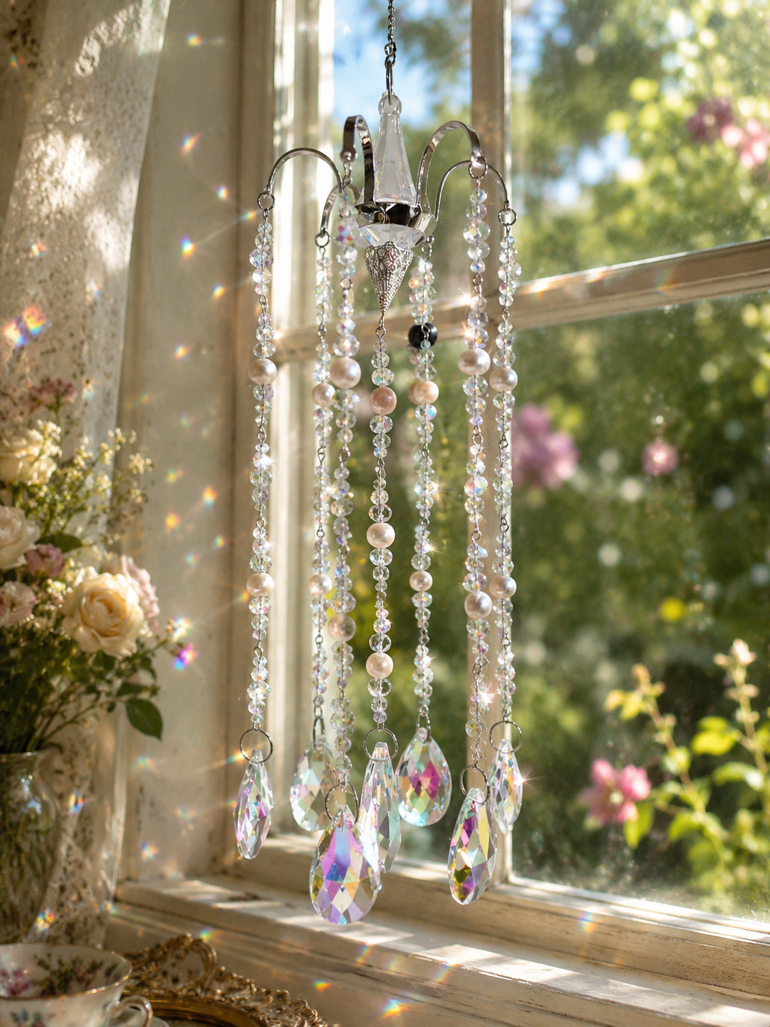 Prismatic Pearl Chandelier Suncatcher