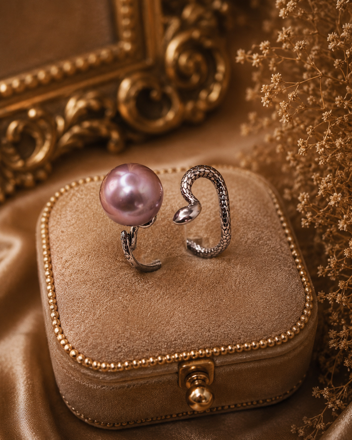 Edison Pearl Twisted Snake Ring - Sterling Silver