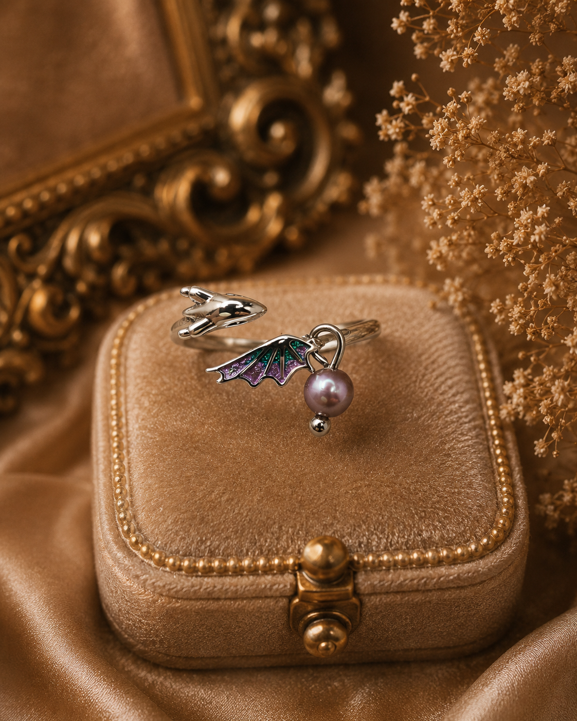 Simple Dragon Mini Pearl Ring