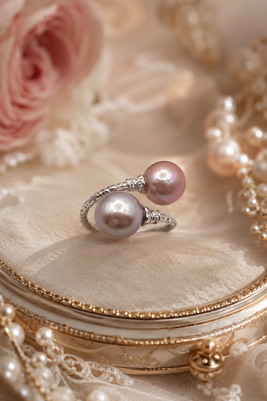 Double Edison Pearl Vintage Ring