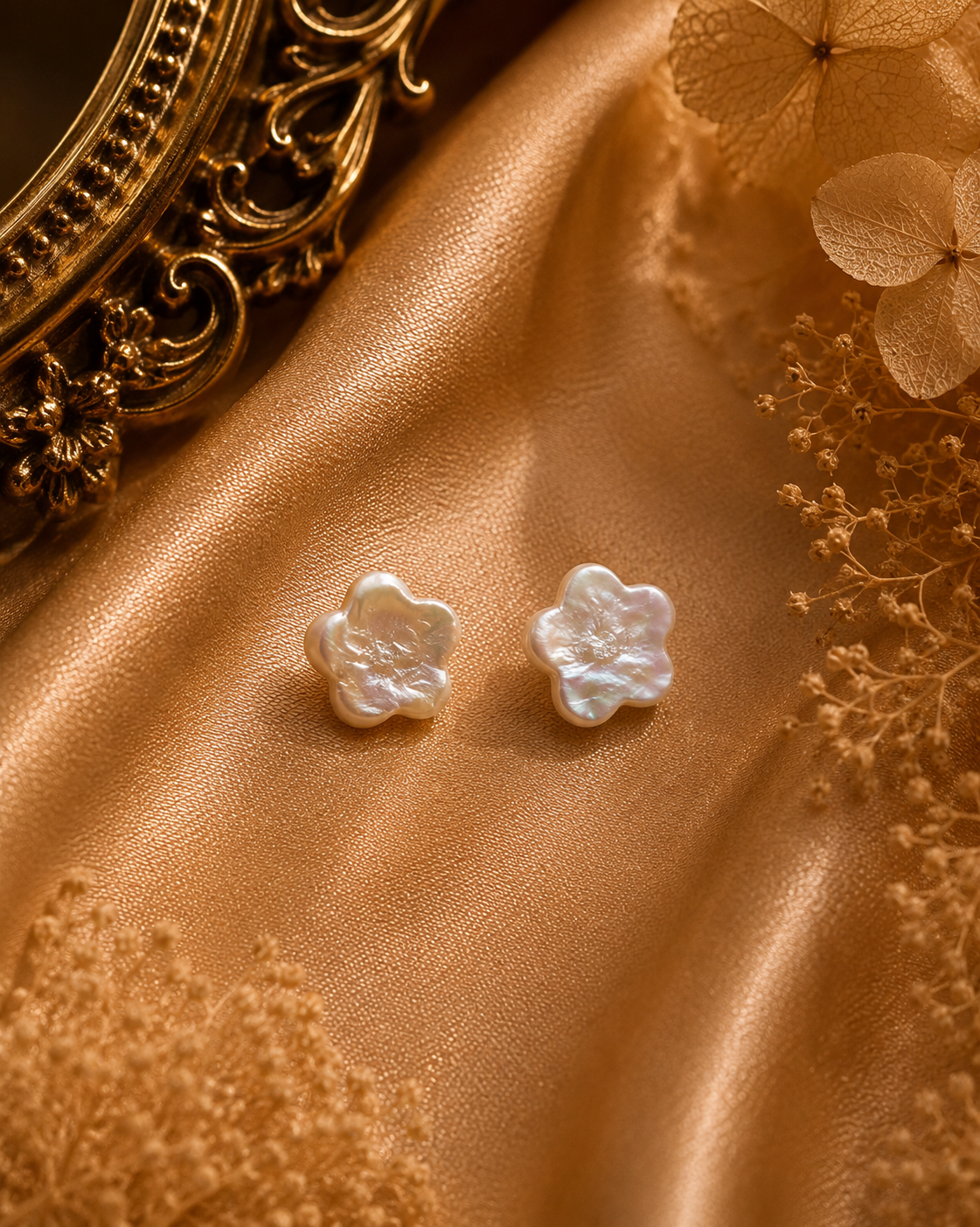 S925 Flower Pearl Studs