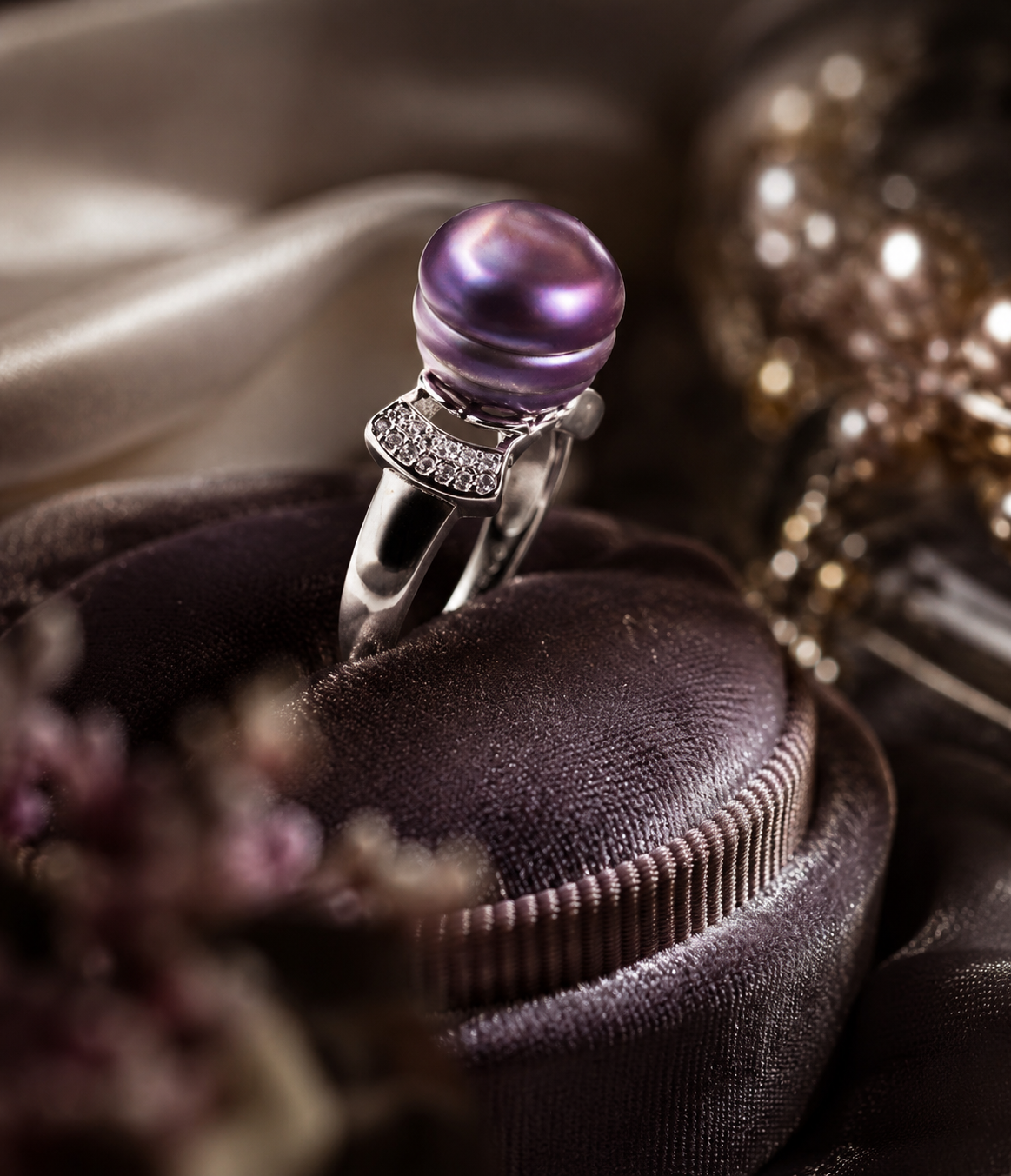 Unique Edison Pearl Adjustable Sterling Silver Ring