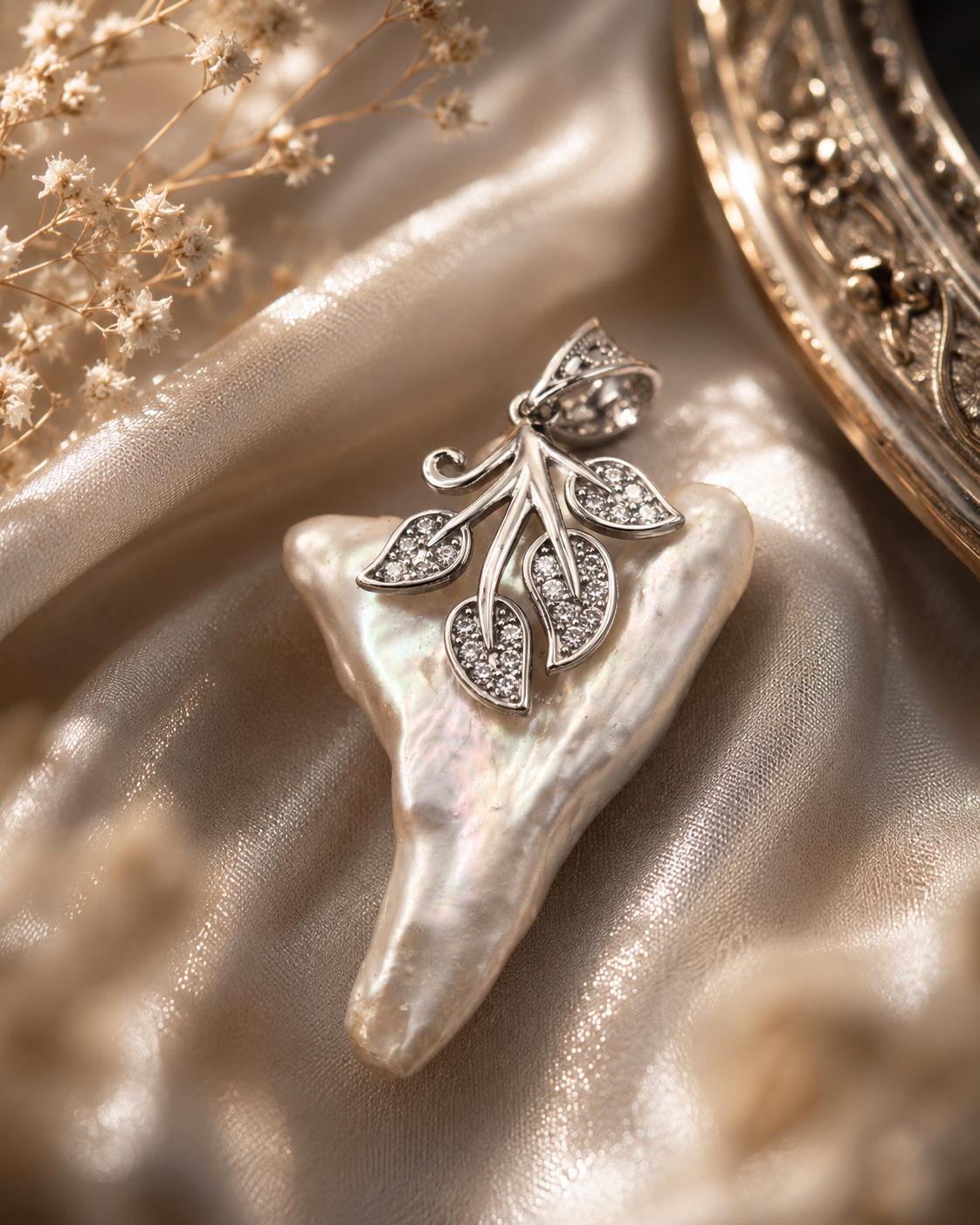 Pearl Tree and Leaf Design Pendant