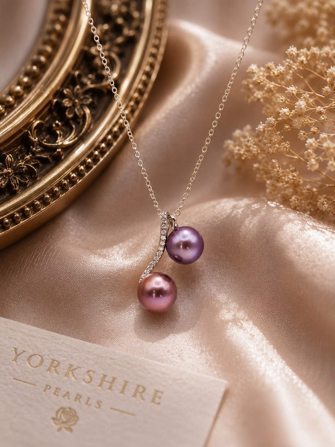 Double Edison Pearl Sparkle Pendant - Sterling Silver