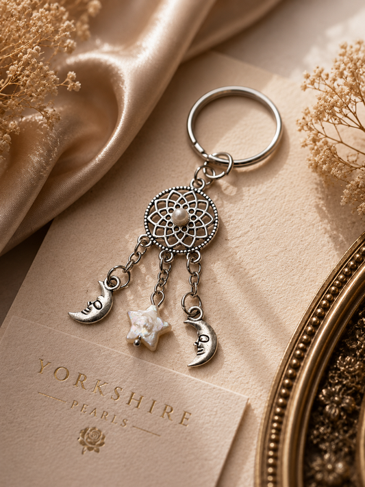 Pearl Star Moonlit Dreamcatcher Keychain