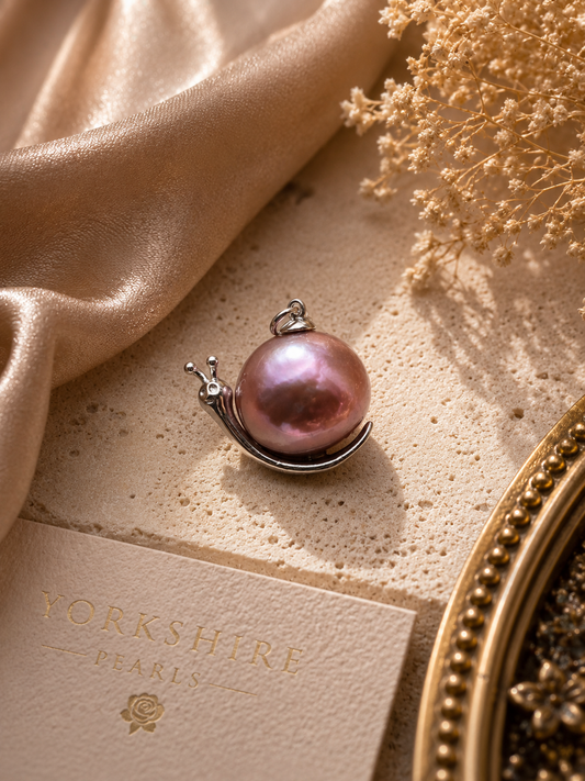 Smiling Silver Snail Edison Pearl Pendant