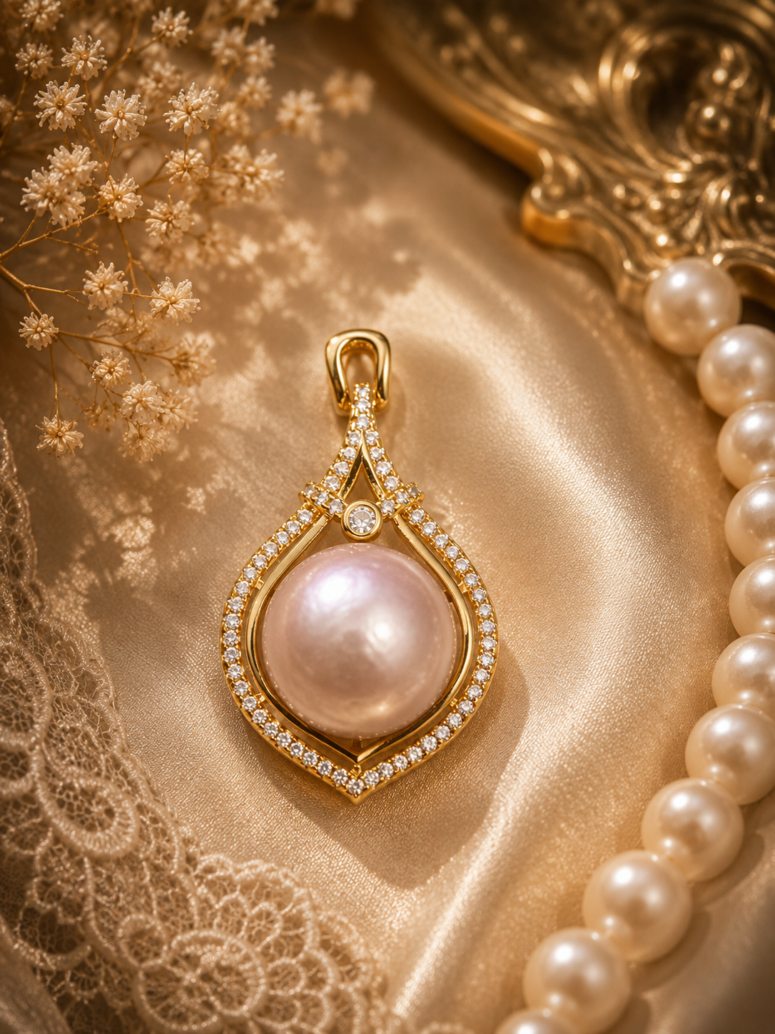 Golden Teardrop Large Edison Pearl Pendant