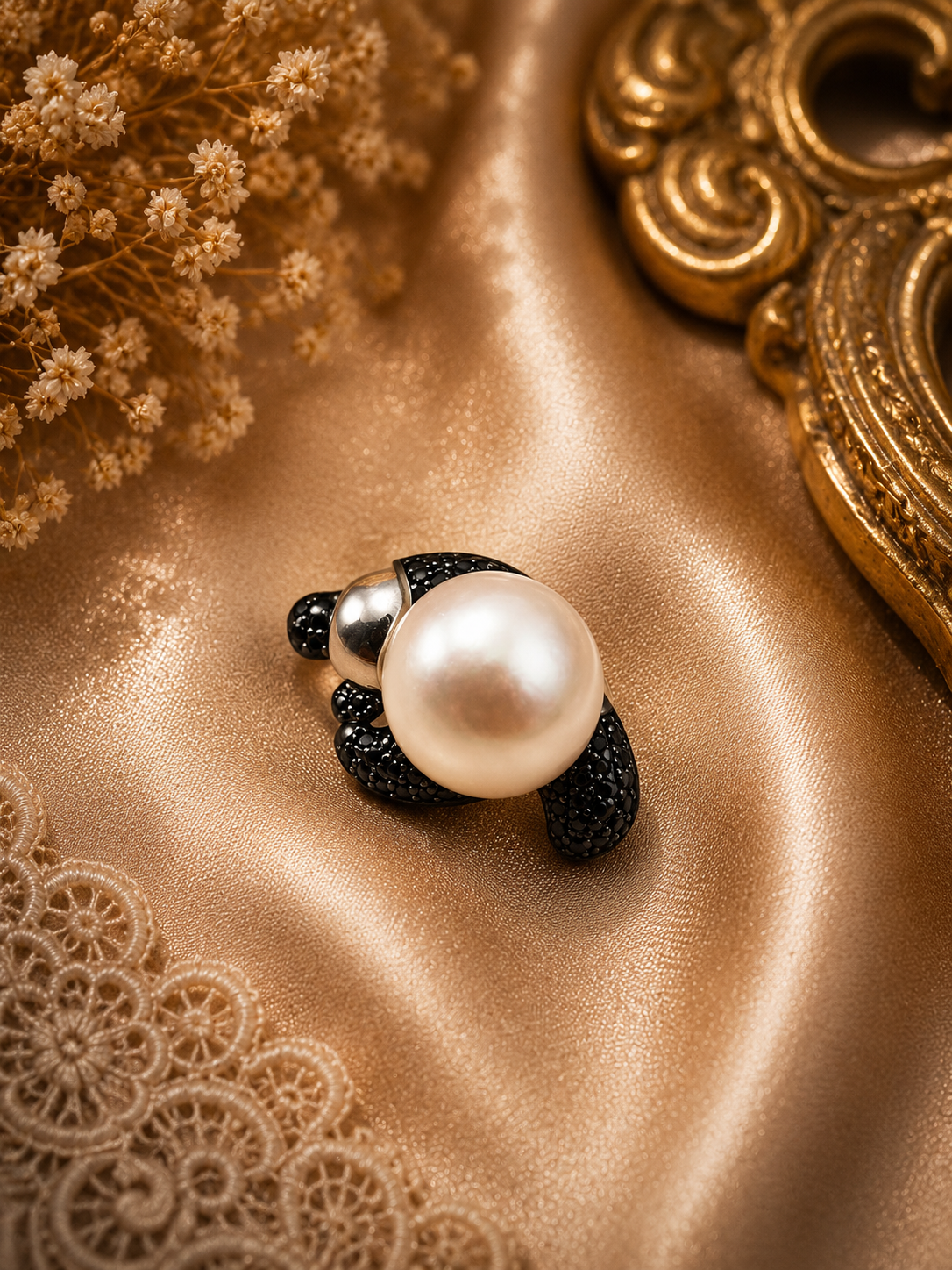 Large Edison Pearl Panda Pendant With Universal Clasp - S925