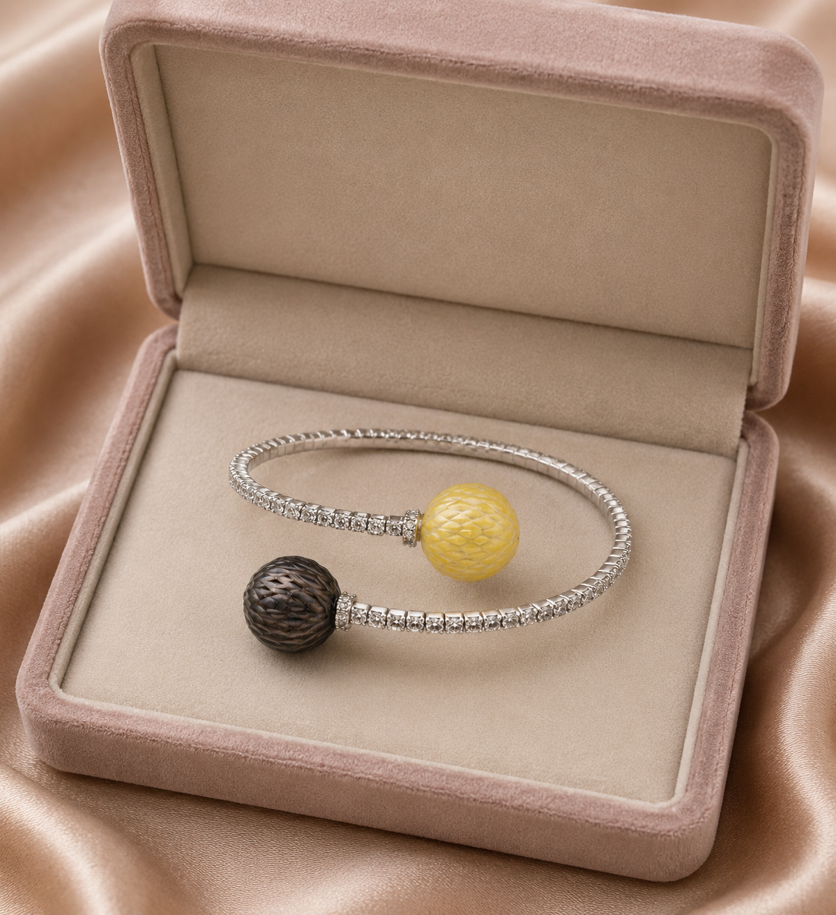 Southsea Golden & Black Tahitian Sterling Silver Sparkle Bangle
