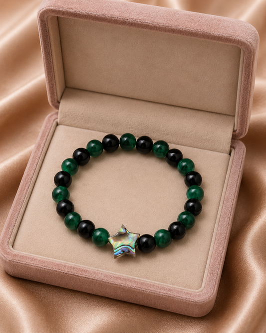 Mother Of Pearl Star Charm Bead Bracelet