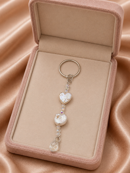 Opaline Heartdrop Pearl Keychain