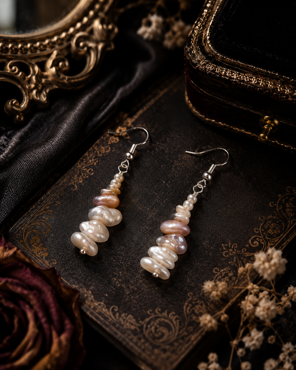 Keshi Pearl Gradient Dangle Earrings