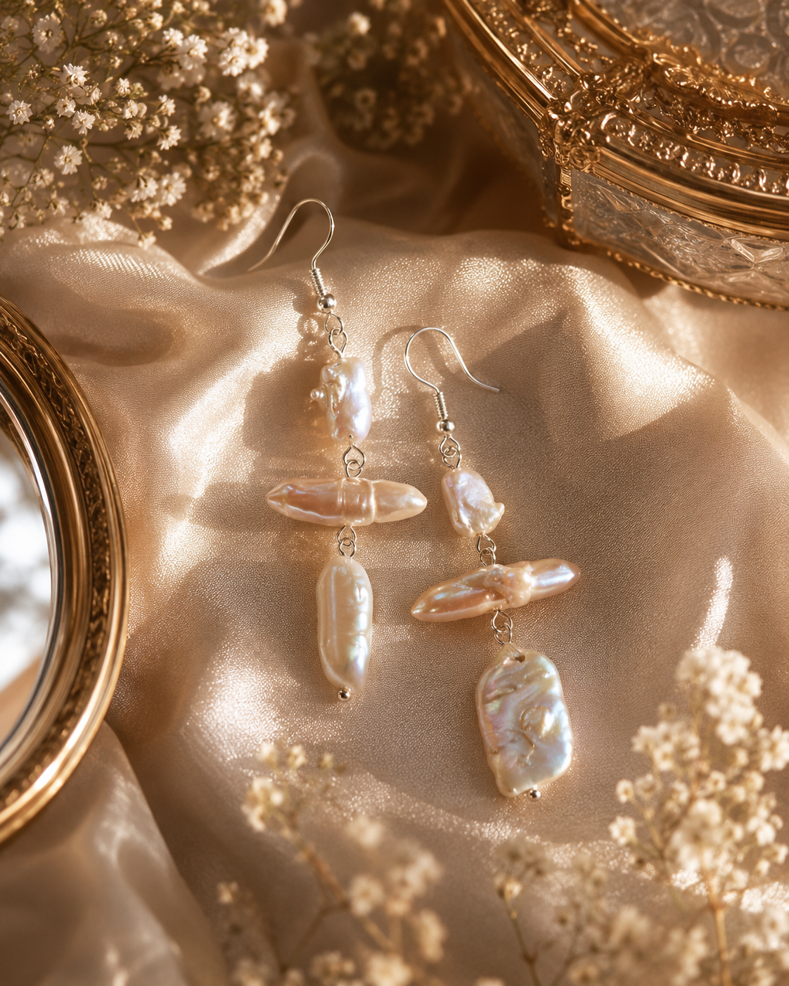 Multiple Pearl Shape Drop Earrings