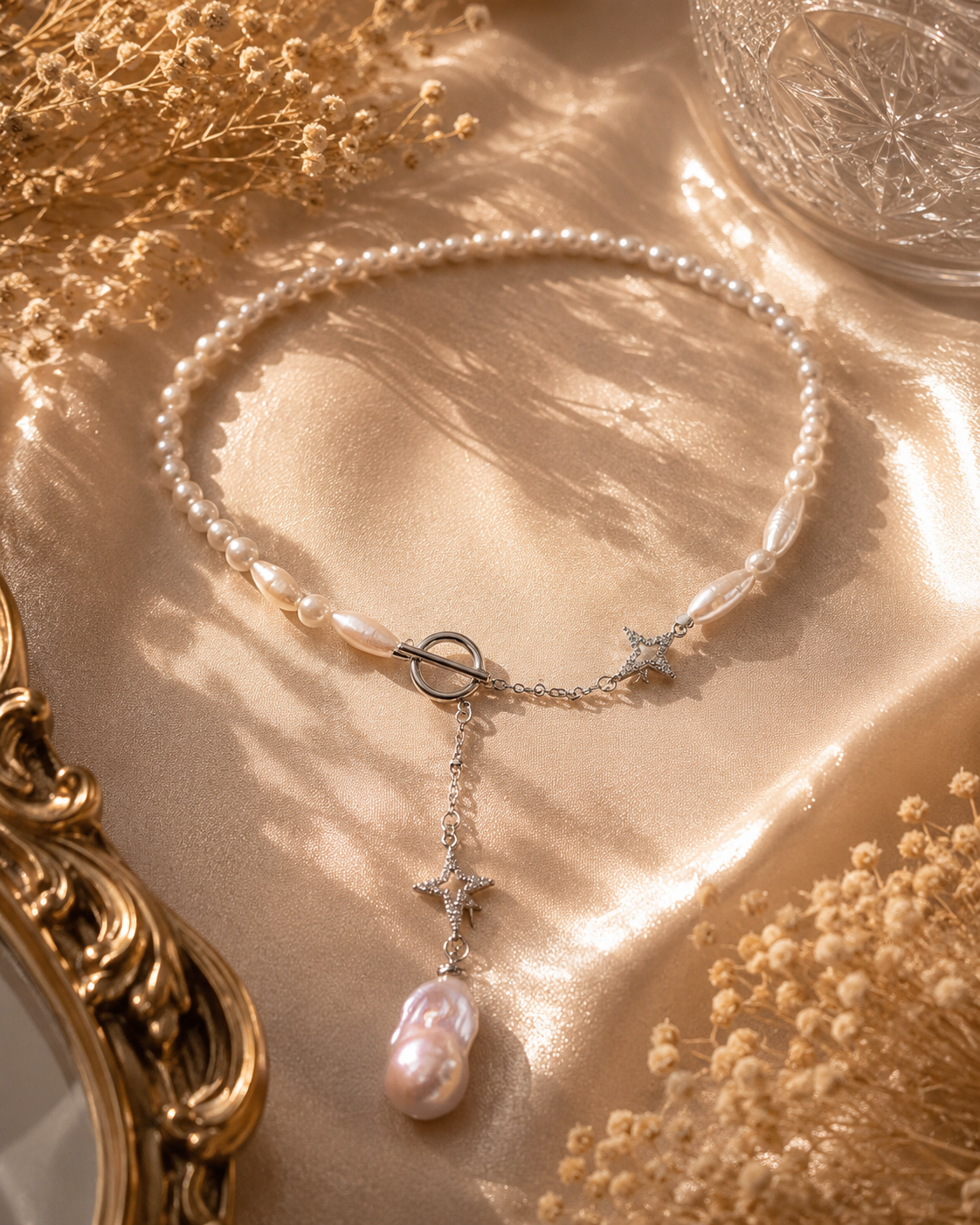 Starlit Tide Full String Pearl Drop Necklace