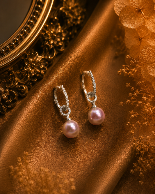 Cat Hoop Removable Edison Pearl Earrings - Sterling Silver